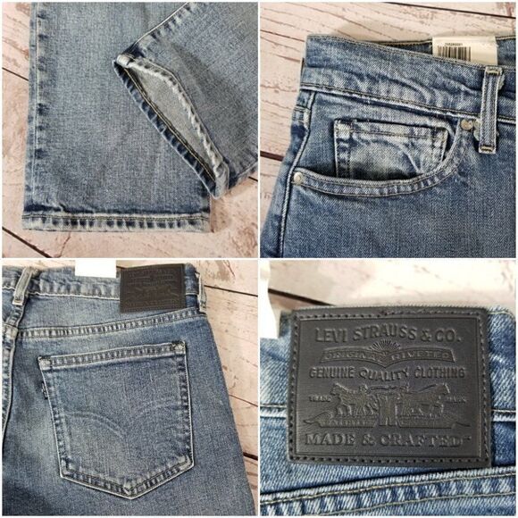 Nwt Levi's Size 28/27 Made & Crafted Pin Dot Stripe Ribbed Patch Boyfriend Jeans - Picture 6 of 11